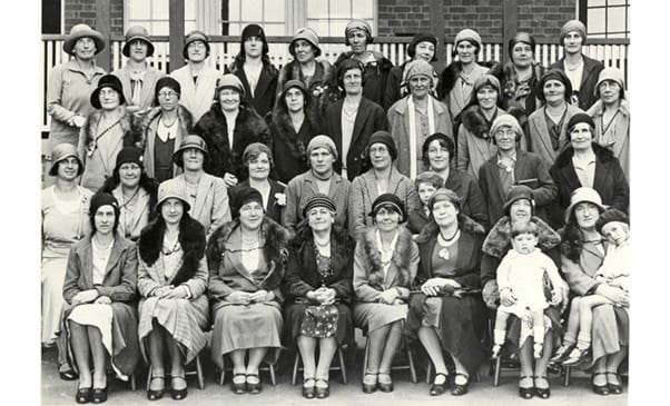 Black and white image of East Malvern Central School Mother’s Club dressed in 1930s outdoor clothing