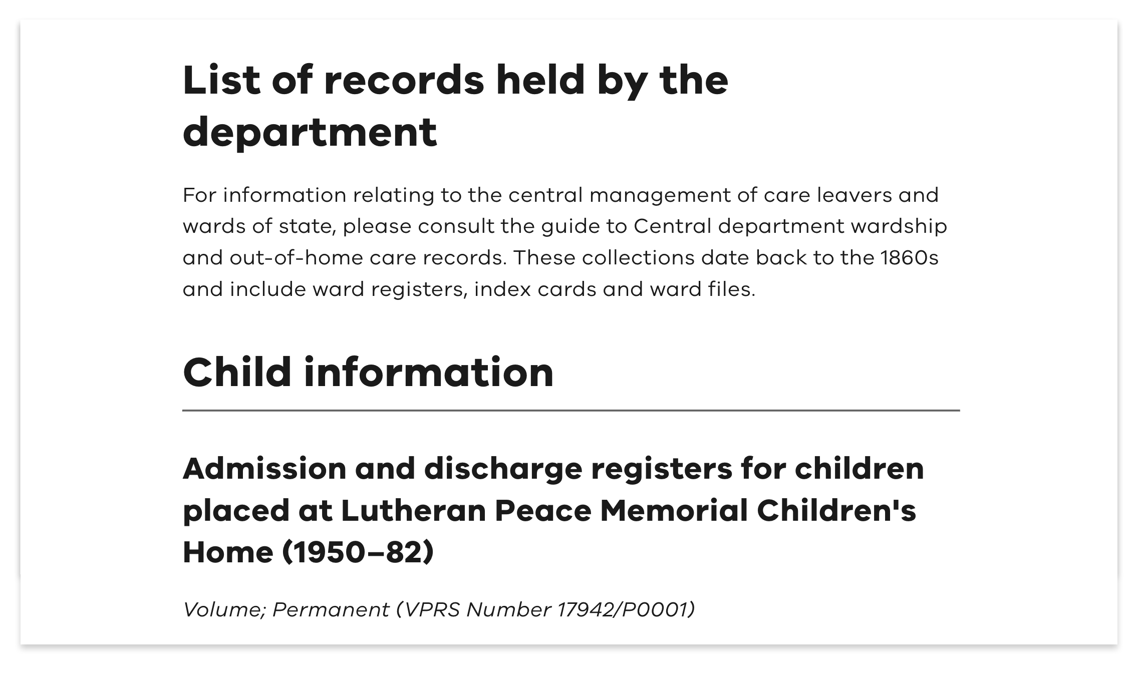 Sample of guide extract for Lutheran Children’s Home