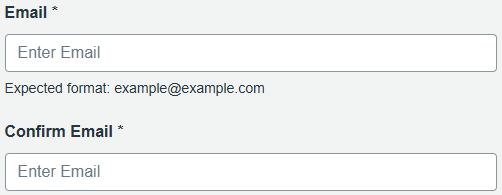 Account creation form with ‘Email’ and ‘Confirm email’ fields.