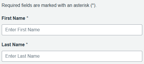 Account creation form with ‘First name’ and ‘Last name’ fields.